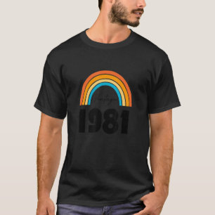 Retro Rainbow Vintage 1981 Birthday Outfit For Men T-Shirt
