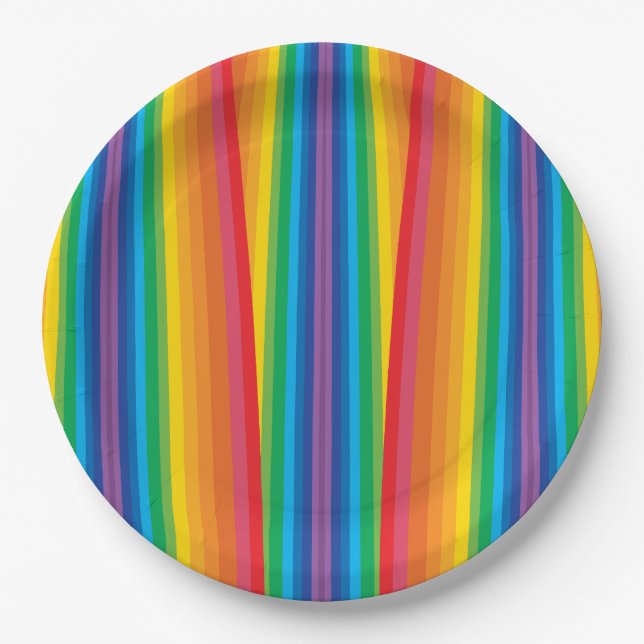 Retro Rainbows 9" Paper Plate (Front)