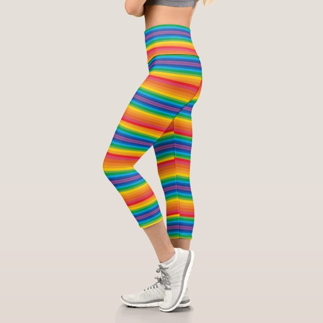 Retro Rainbows High Waisted Capri Leggings (Left)