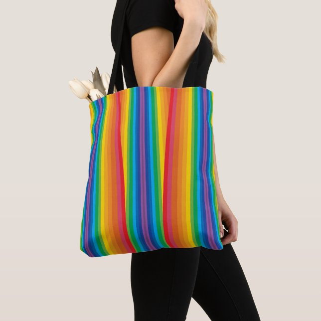 Retro Rainbows Shoulder Tote (2 Sizes) Bag (Close Up)