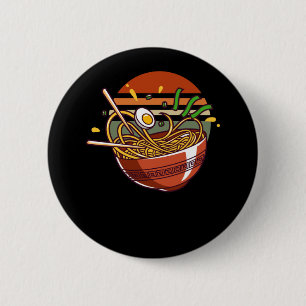 Retro Ramen Bowl with Chopsticks Japanese Noodles 6 Cm Round Badge