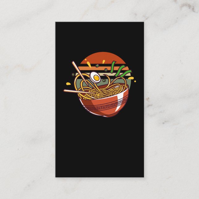 Retro Ramen Bowl with Chopsticks Japanese Noodles Business Card (Front)