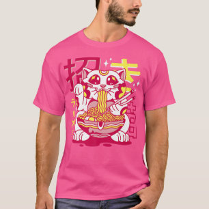 Retro Ramen Maneki Neko Cat 2764 T-Shirt