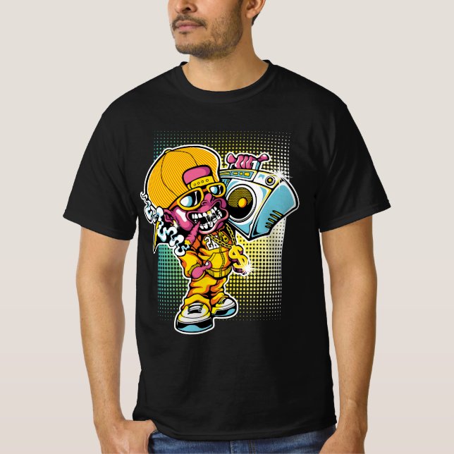 Retro Rap Ghoul – 90s Hip-Hop Halloween Vibes T-Shirt (Front)