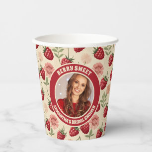 Retro Raspberry Bridal Shower Photo  Paper Cups