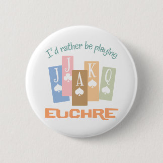 Retro Rather Play Euchre 6 Cm Round Badge