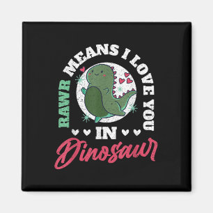 Retro Rawr Means I Love You In Dinosaur Valentine  Magnet