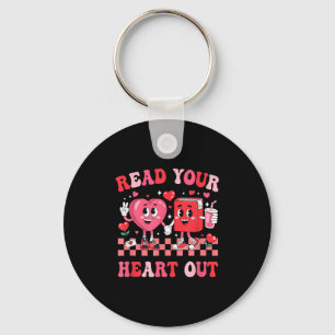 Retro Read Your Heart Out Valentines Teacher Booki Key Ring