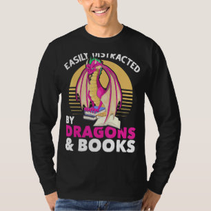 Retro Reading Book  Fantasy Dragon  Book Dragon T-Shirt