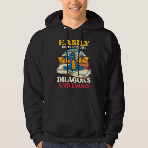 Retro Reading Bookworm Librarian  Book Dragon Hoodie