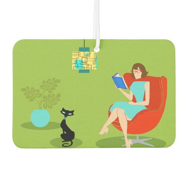 Retro Reading Woman Air Freshener (Front)