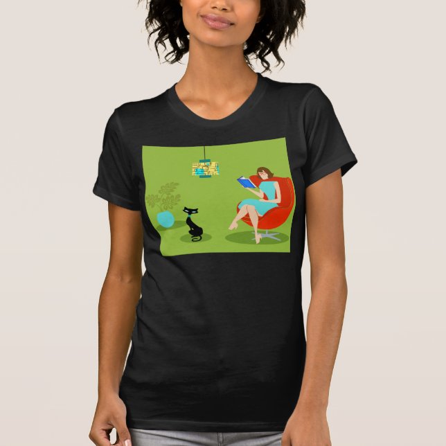 Retro Reading Woman T-Shirt (Front)