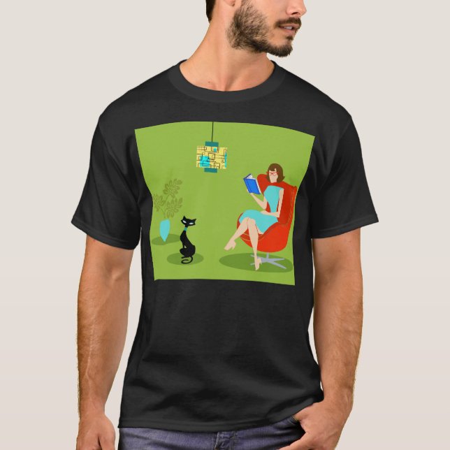 Retro Reading Woman T-Shirt (Front)