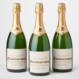 Retro Real Estate Agent Home Anniversary Thank You Sparkling Wine Label