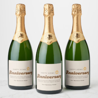 Retro Real Estate Agent Home Anniversary Thank You Sparkling Wine Label