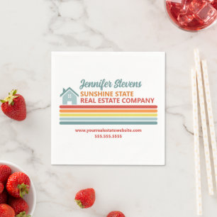 Retro Real Estate Company Open House Marketing Napkin