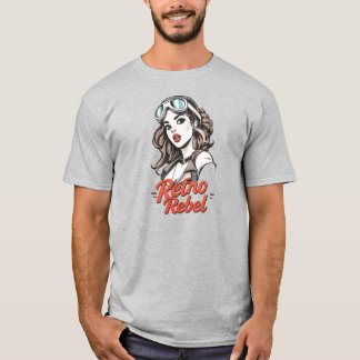 Retro Rebel Vintage Pinup Style Motorcycle T-Shirt