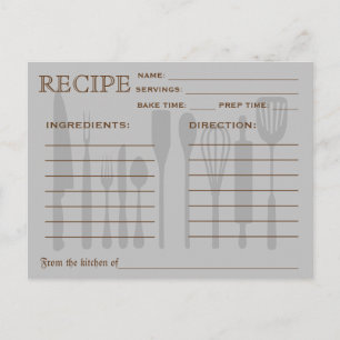 Retro Recipe Card Kitchen Tools Striped