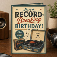 Retro Record Player Birthday Folded