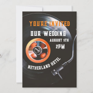 RETRO RECORD PLAYER CUSTOM WEDDING INVITATIONS 