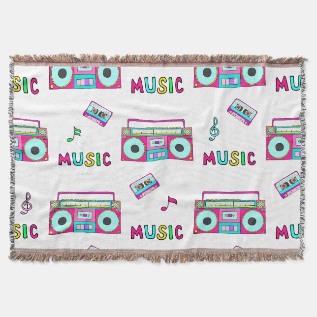 Retro Recorder Tape Seamless Throw Blanket (Front)