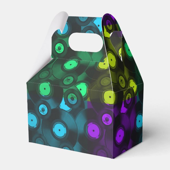 Retro Records Neon Colourful Collage Favour Box (Front Side)