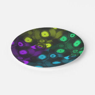 Retro Records Neon Colourful Collage Paper Plate