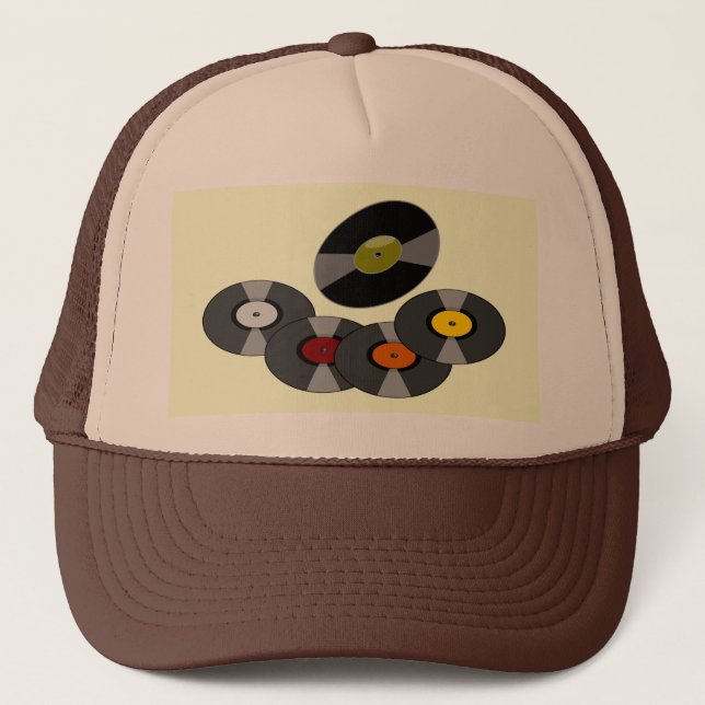 Retro Records Trucker Hat - Brown/Beige (Front)