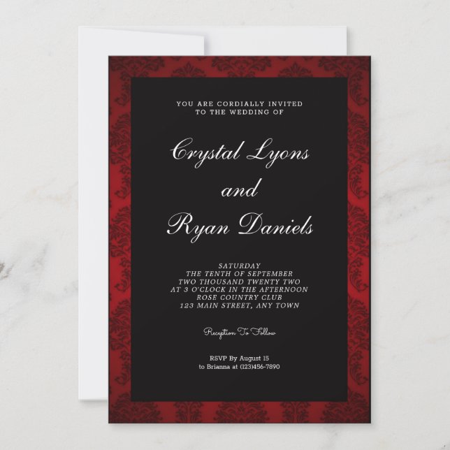 Retro Red and Black Wedding Invitation (Front)