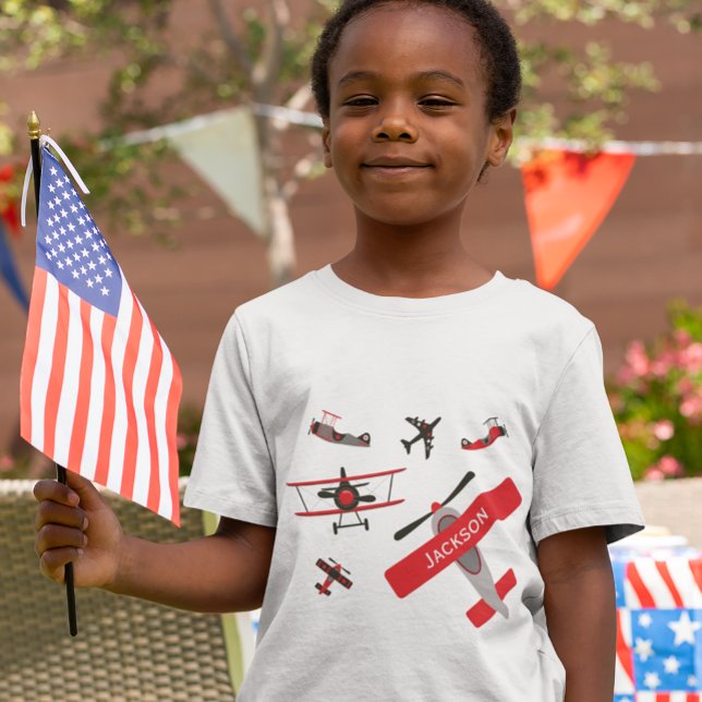 Retro Red and Black WWII Military Airplane T-Shirt (Creator Uploaded)
