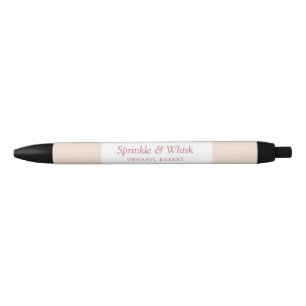 Retro Red And Cream Heart Stripes Bakery Black Ink Pen