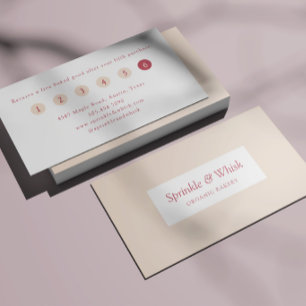 Retro Red And Cream Heart Stripes Bakery Loyalty Business Card