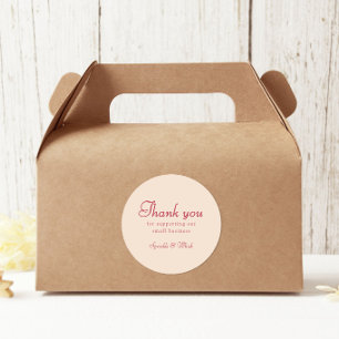 Retro Red And Cream Thank You Bakery Classic Round Sticker