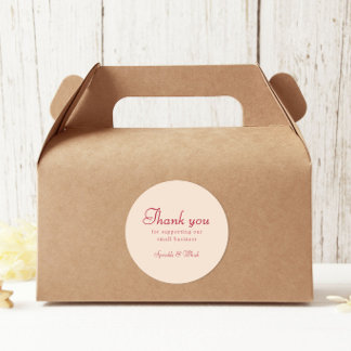 Retro Red And Cream Thank You Bakery Classic Round Sticker
