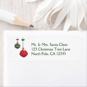 Retro Red and Green Christmas Ornaments