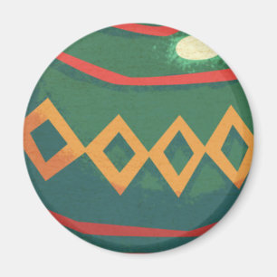 Retro Red and Green Christmas Ornaments Magnet