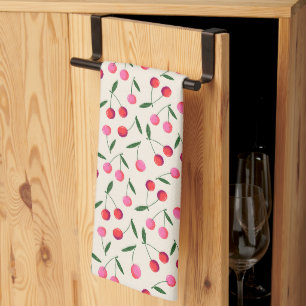 Retro Red and Pink Berry Cherry Tea Towel
