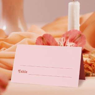 Retro Red and Pink Boho Disco Wedding Place Card