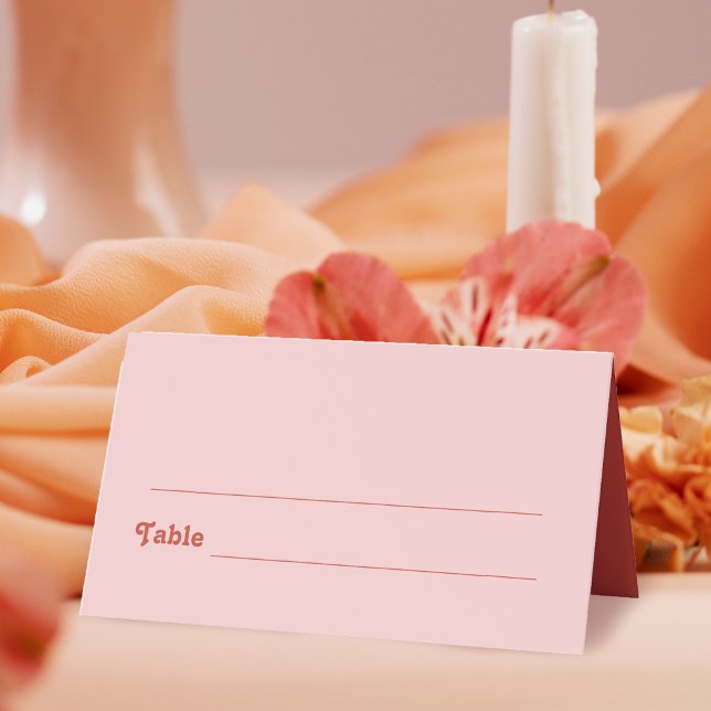 Retro Red and Pink Boho Disco Wedding Place Card (Creator Uploaded)