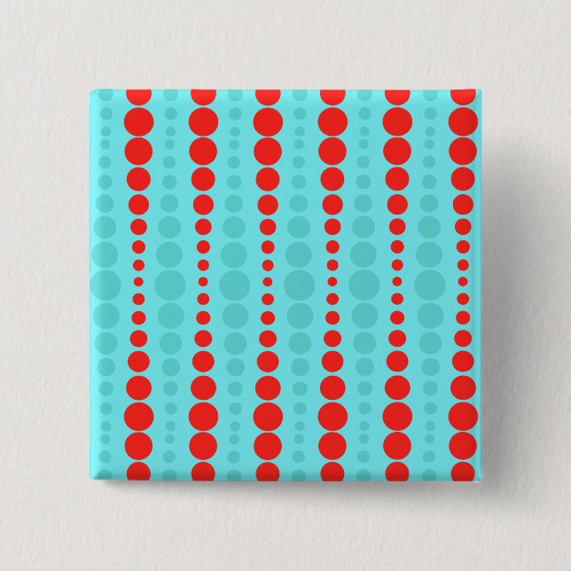 Retro Red and Turquoise Dots Button (Front)