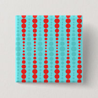 Retro Red and Turquoise Dots Button