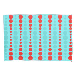 Retro Red and Turquoise Dots Pillowcase