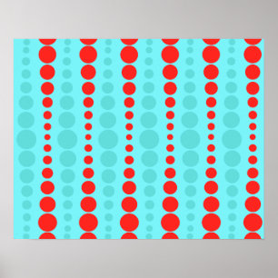 Retro Red and Turquoise Dots Poster