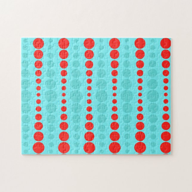 Retro Red and Turquoise Dots Puzzle (Horizontal)