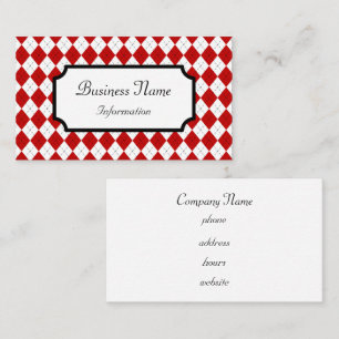 Retro Red Argyle Business Card