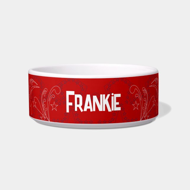 Retro Red Bandanna Personalised Bowl (Front)