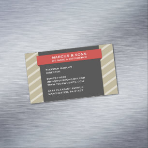 Retro Red Banner Magnetic Business Card