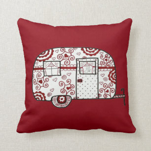 Retro Red Black and White Glamper Cushion