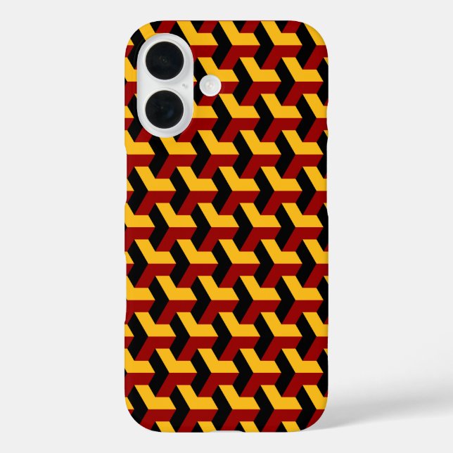 Retro Red Black Barcelona Geometric Block Pattern Case-Mate iPhone Case (Back)