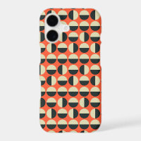 Retro Red Black Beige Dot Sixties Pattern